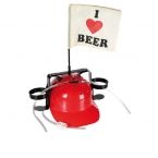 Drinking I love Beer helmet with straws