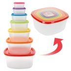 Food Storage Containers with Coloured Lids (7 pieces)