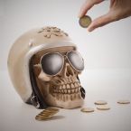 Motorbiker Skull Money Box