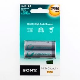 Sony Ni-MH AA 2500 mA 1.2V Rechargeable Batteries (pack of 2)