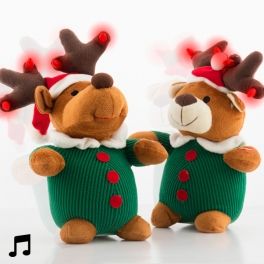 Singing Christmas Stuffed Animal with Lights and Movement
