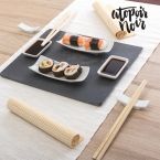 Sushi Set with Slate Tray Atopoir Noir (11 pieces)