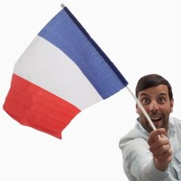 Bandera de Francia con Asta (46 x 30 cm)